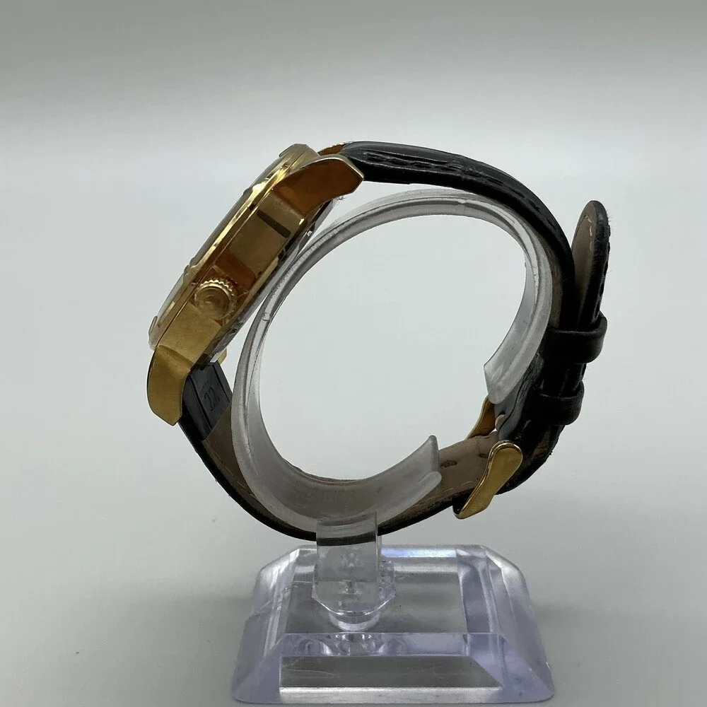 Invicta Specialty Trinity Mens Watch 42mm Gold Tone 13971 Leather New Battery